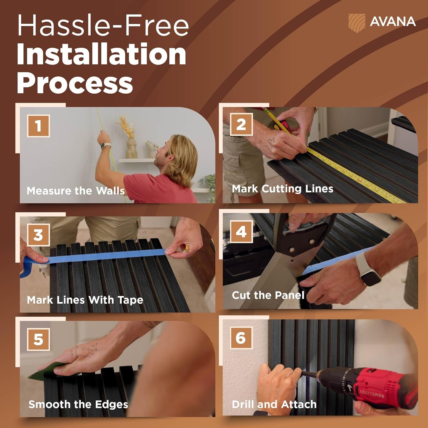 Avana Acoustic Wood Wall Panels – 94.4 x 12.6 Inch Black Oak Acoustic Panels 4 PCs – Wall Panels For Interior Wall Decor For Homes, Offices, Studios – Pleasing Decorative Wood Panels For Wall-VerdiqueGarden