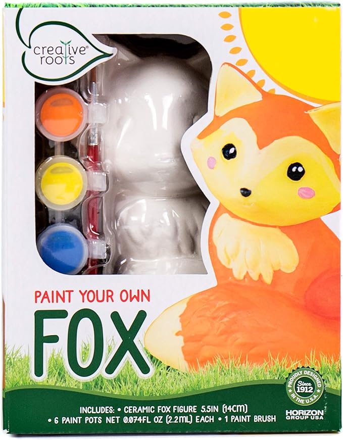 Creative Roots Paint Your Own Fox, DIY Fox, Kids Painting Set, Creativity for Kids, Ceramic Painting Kit for Kids, Ceramics to Paint, Paint Your Own Ceramic, Ages 5+-VerdiqueGarden