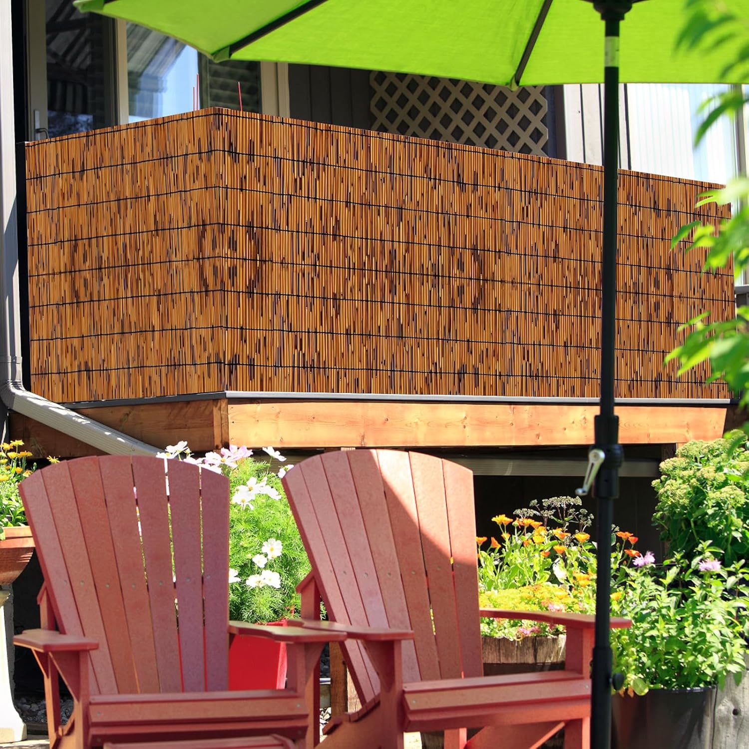 Bamboo Reed Fencing, Decorative Bamboo Curtains for Patio, Light Russet Privacy Fence Reed Screens Outdoor for Patio Garden Balcony Privacy Screen, 5 x 5 FT-VerdiqueGarden