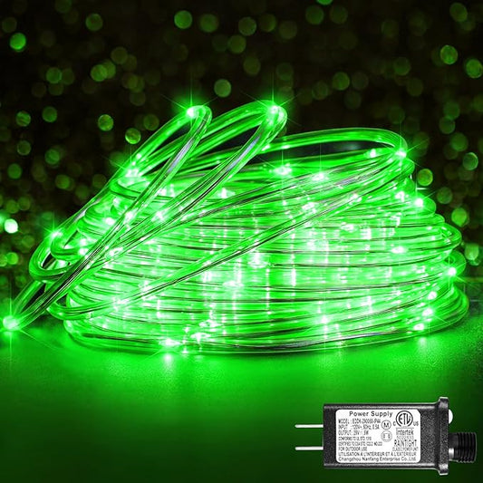 66FT 200 LED Rope Lights for Outside, St. Patrick Day Fairy String Lights with Waterproof 8 Modes, Flexible and Connectable Plug in Twinkle Lights for Indoor Patio Pool Party Holiday Decor, Green-VerdiqueGarden