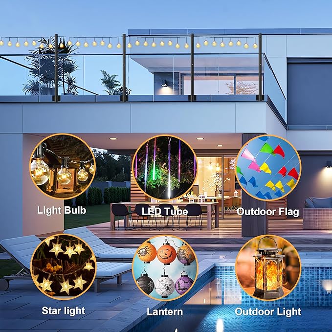 Suchtale 2 Pack 2.8 FT String Light Poles, Suspension Outdoor Fence Post Lights with Clip and Bracket, Outside String Lights Hanging, Wall Mounting Stand for Patio Garden Backyard Wedding Party, Black-VerdiqueGarden