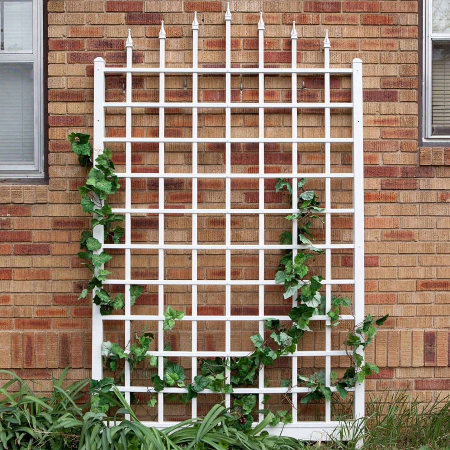 Dura-Trel Winchester 57 x 95 Inch PVC Vinyl Outdoor Garden Patio Trellis, with Wall Mounting Screws, White-VerdiqueGarden