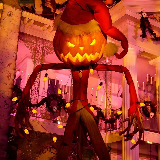 25FT LED Halloween Outdoor String Lights with 26 C9 Candle Shape Shatterproof Plastic Bulbs,2700K Waterproof Connectable Orange LED String Lights for Home Garden Halloween Christmas Fall Decor-VerdiqueGarden