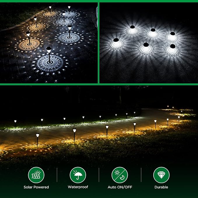 Super Bright Solar Lights, Waterproof 10 Pack, Dusk to Dawn Up to 12 Hrs Solar Powered Outdoor Pathway Garden Lights Auto On/Off, LED Landscape Lighting Decorative for Walkway Patio Yard-VerdiqueGarden