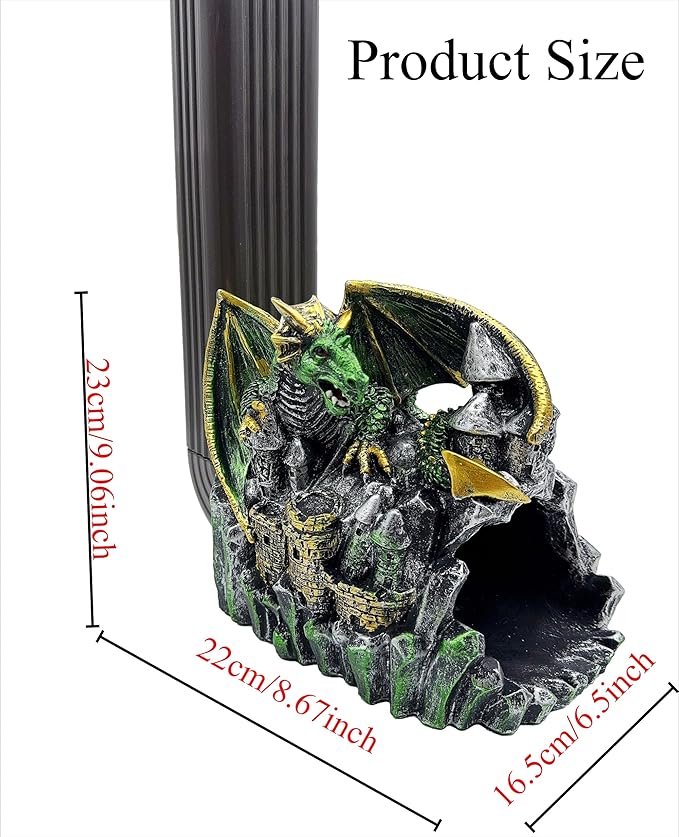 Magical Dragon Statue Gutter Downspout Extender, Garden Ornament, Decor Downspout Diverter, Perfect Rain Diverter for 3"x4" Downspouts, Eco-Friendly Resin, Perfect Outdoor Decor Gift-VerdiqueGarden