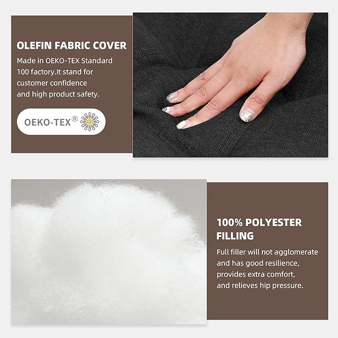 RACE LEAF Patio Chair Cushions 19x19 Inch 4 Pack, Thickened Outdoor Cushions Water Resistant Stain Resistant Non-Slip Ties (Black)-VerdiqueGarden