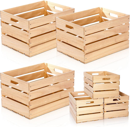Weysat 3 Pack Large Wood Crates Box for Storage Unassembled 20 x 14 x 11'' Wooden Milk Crates with Handles Decorative Nesting Box for Display Unfinished Rustic Decor DIY Office Home Retail Art Craft-VerdiqueGarden