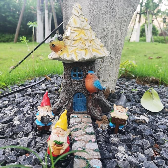 MUAMAX Miniature Gnome Figurines Fairy Gardens Gnomes Accessories Gift for Garden Little Gnomes Small Gnome 3''-VerdiqueGarden