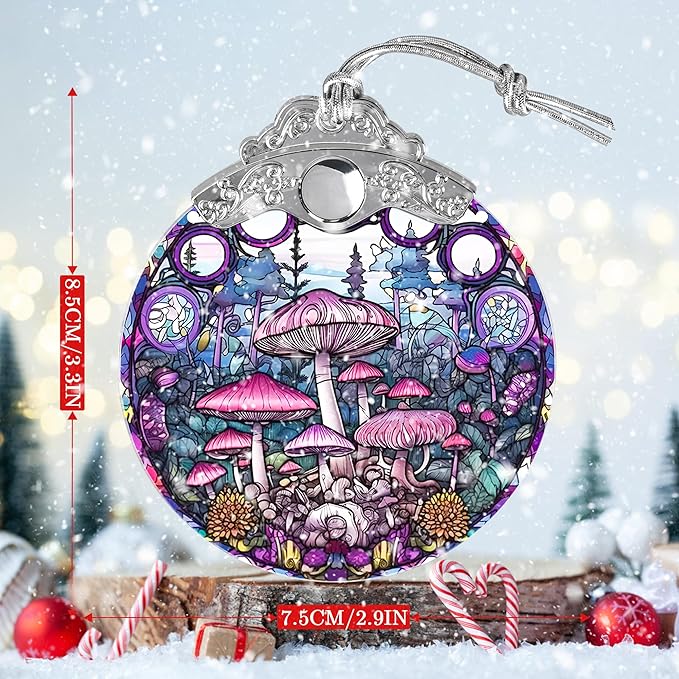 Mushroom Stained Glass Suncatcher, Jocidea Mushroom Ornament, Mushroom Christmas Ornament, Holidays Ornaments, Christmas Tree Ornament, Mushroom Decor, Gifts for Mushroom Lovers-VerdiqueGarden