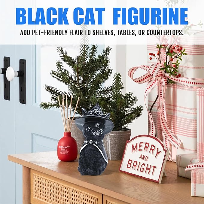 4PCS Set Cats Garden Decor Cat Gnome Statues for Outdoor Halloween Cat Figurine Cat Lover Idea Cute Cat homedecor Waterproof Figurines Lawn Ornaments-VerdiqueGarden