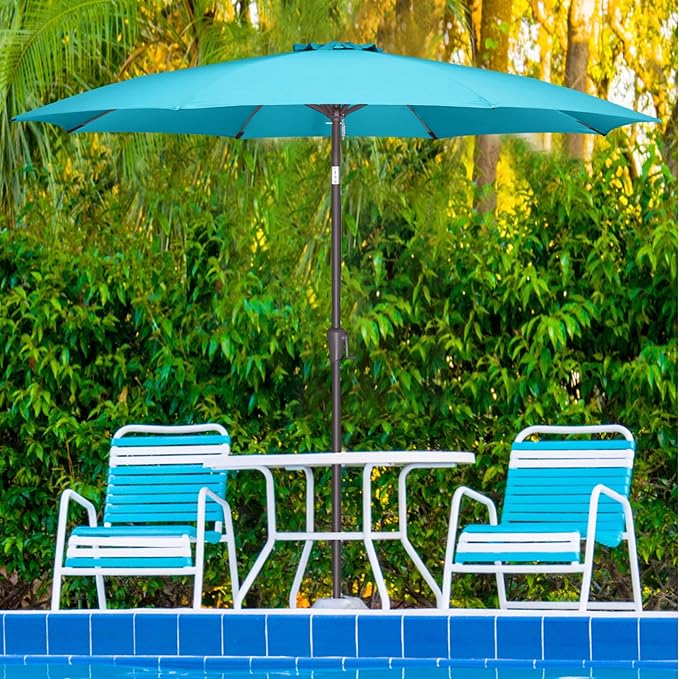 11ft Outdoor Patio Umbrella - Table Umbrella Waterprool UV Protection, Sombrillas de Patio with Push Button Tilt&Crank, Sun Umbrella for Pool, Porch, Garden, Deck, Backyard(Sky Blue)-VerdiqueGarden