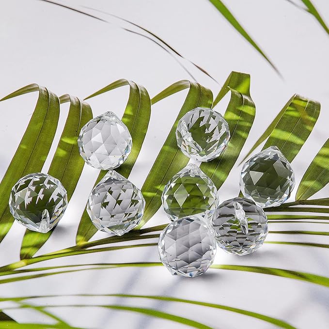 MerryNine 30mm Clear Crystal Ball Prism with 20 Pcs Metal Rings Sun Shine Catcher Rainbow Pendants Maker, Hanging Crystals Prisms for Windows, for Feng Shui, for Gift (30mm/1.18" 20pack)-VerdiqueGarden