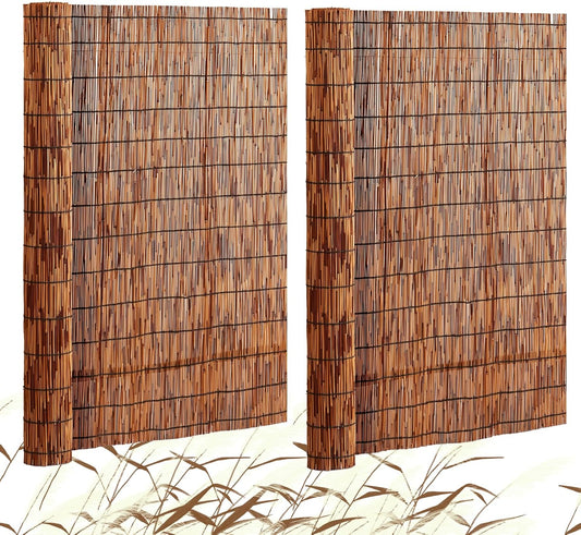 VEVOR Natural Reed Fencing, 4 ft x 16.4 ft, 2 Pack Reed Screen Curtain Balcony Reed Fence Roll for Outdoor Backyard Patio, Decorative Fence for Backyard Garden Fencing Divider, Privacy Panel, Brown-VerdiqueGarden