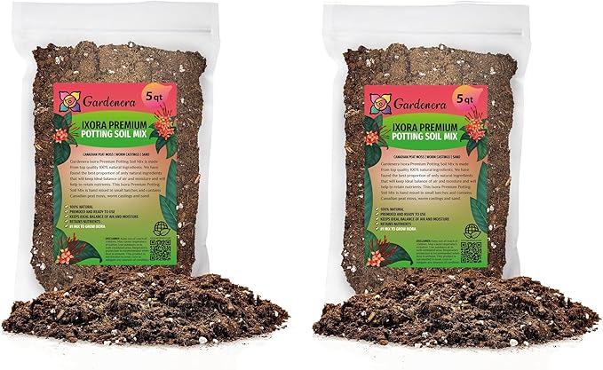 Ixora Plant Potting Soil - All-Natural Blend for Thriving Ixora Plants - Boosts Root Health and Vibrant Blossoms - 10 Quart-VerdiqueGarden