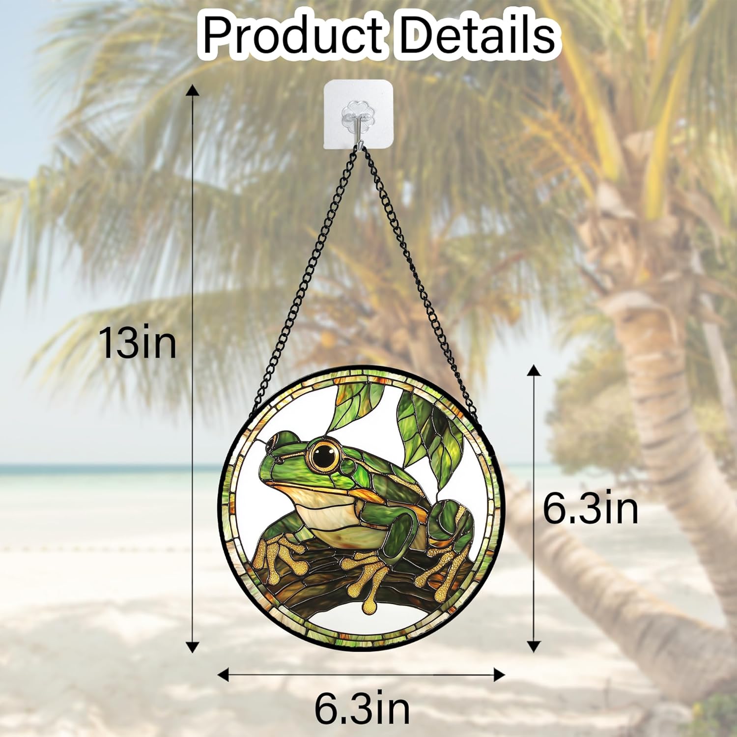 Stained Glass Window Hanging, Frog Green Leaf Sun Catchers Colorful Glass Panel Cool Suncatcher Decor for Birthday for Women, Men, Wife, Aunt, and Mom 6.3 in-VerdiqueGarden