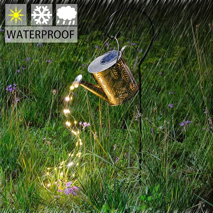 Outdoor Garden Decor Solar Lights, Large Waterproof Watering Can Landscape Lights Hanging Outside Decorations for Gardening Gift Yard Front Porch Clearance Lawn Driveway Patio Backyard Pathway-VerdiqueGarden