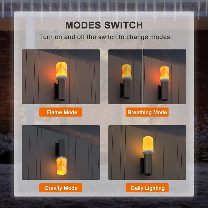 Hompavo 【Upgraded】 LED Flame Light Bulbs, 4 Modes Flickering Light Bulbs with Upside Down Effect, E26/E27 Base Flame Bulb for Halloween, Christmas,Indoor and Outdoor Decoration (White-4 Pack)-VerdiqueGarden