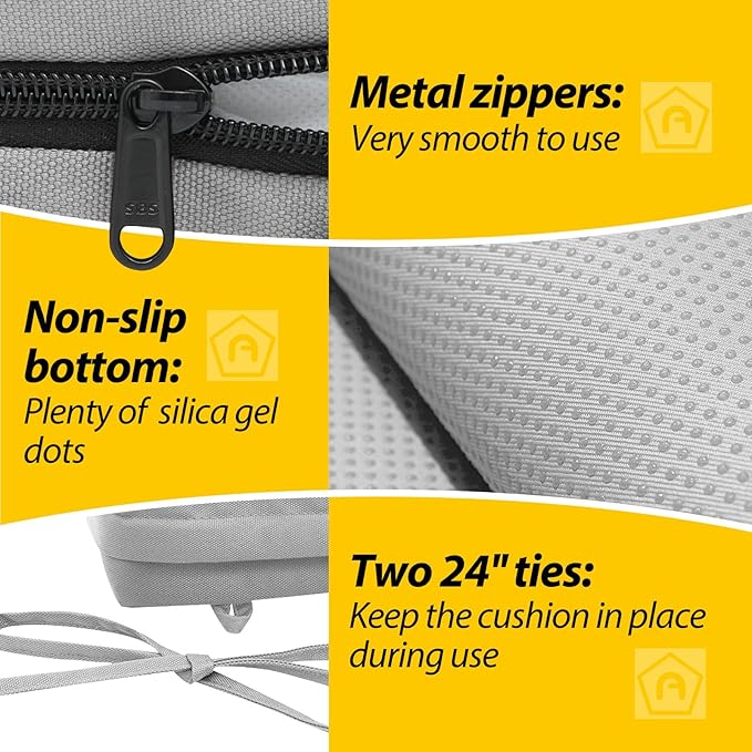 AAAAAcessories Outdoor Seat Cushions for Chairs, Waterproof, Fade-Resistant Patio Furniture Replacement Cushions, 18.5" x 16" x 3", Set of 2, Gray-VerdiqueGarden