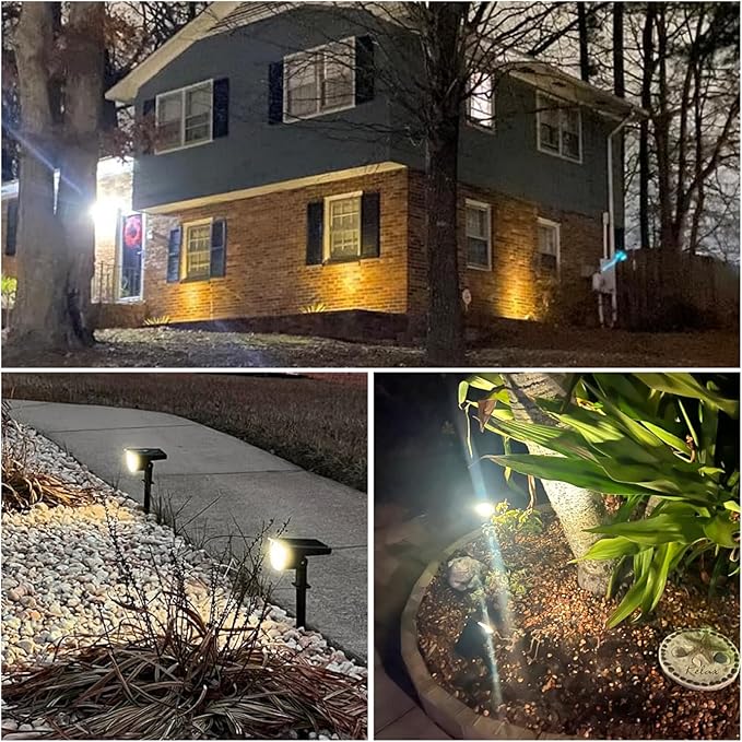 Solar Lights Outdoor Waterproof IP65, 76 LED 3 Lighting Modes Solar Spot Lights Outdoor Yard Garden Landscape Pathway (Warm White, 4 Pack)-VerdiqueGarden