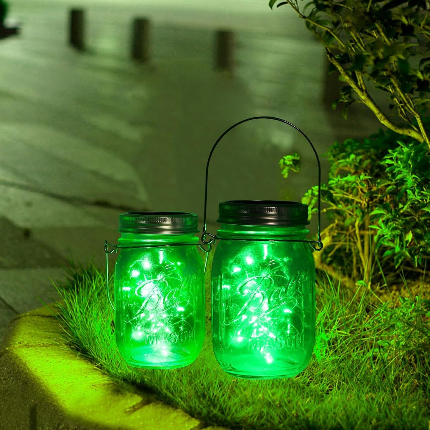 ZNYCYE Solar Mason Jar Lights, 12 Pack 30 LED Fairy Firefly Mason Jar Lids Outdoor Waterproof String Lights with Hangers(NO Jars) for Regular Mouth Jars Patio Garden Yard Wedding Decoration - Green-VerdiqueGarden