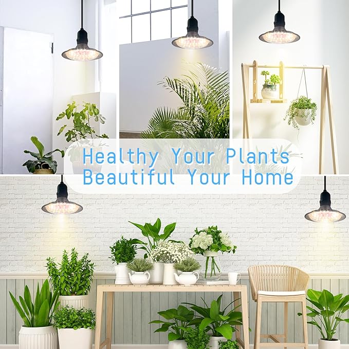 Grow Light Bulbs Indoor Plants Lights Adjustable Cord,Timer, Full Spectrum Plant Growing Lamp for Seedling,Greenhouse,Seedlings (2 Lights (14.7ft))-VerdiqueGarden