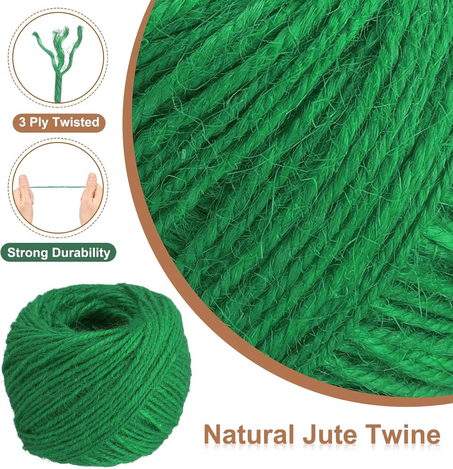 uxcell 164 Feet Natural Jute Twine String,2mm Thin Garden Twine Rope Colored Plant String Cord for DIY Art Crafts Gift Wrapping Decoration Packing Gardening Plant Hanger,Green-VerdiqueGarden