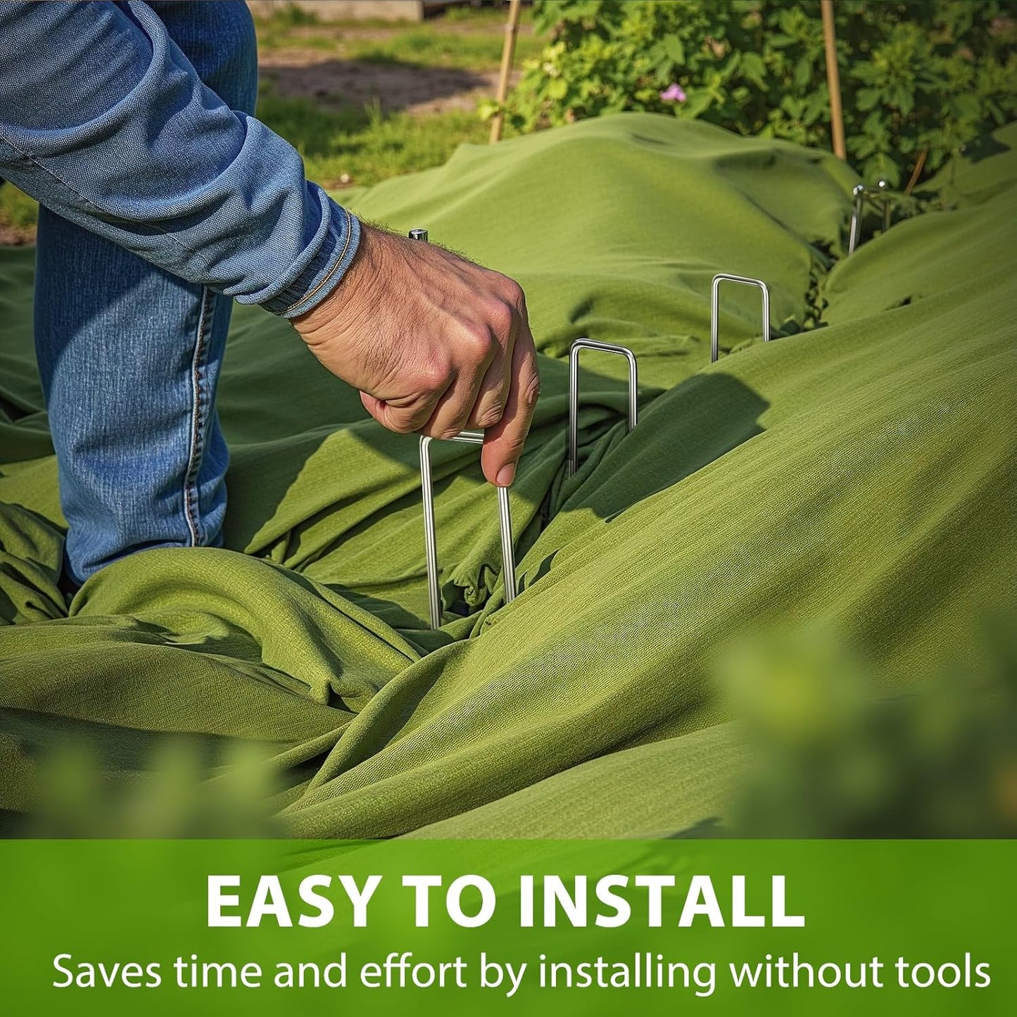 Landscape Staples 12 Inch, 50 Pack 8 Gauge Galvanized Garden Staples U-Shaped Landscape Stakes, Heavy Duty Ground Stakes for Outdoor Decorations, Weed Barrier Fabric, Irigation Tubing, Tent-VerdiqueGarden