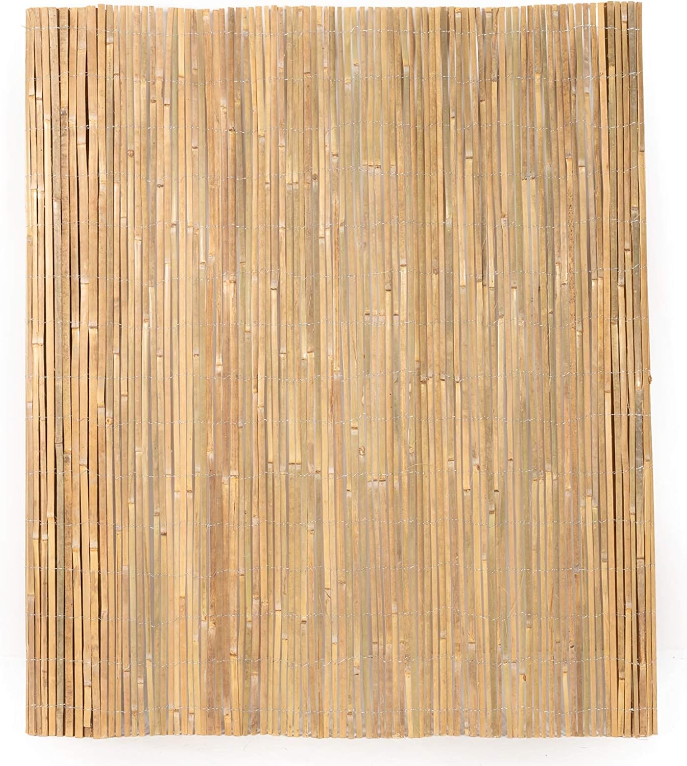 Mininfa Natural Bamboo Slat Screening, Eco-Friendly Privacy Slat Fence, Bamboo Screen Panel Roll for Balcony or as Wind and Sight Protection (1.8m x 4m)-VerdiqueGarden