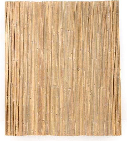 Mininfa Natural Bamboo Slat Screening, Eco-Friendly Privacy Slat Fence, Bamboo Screen Panel Roll for Balcony or as Wind and Sight Protection (1.8m x 4m)-VerdiqueGarden