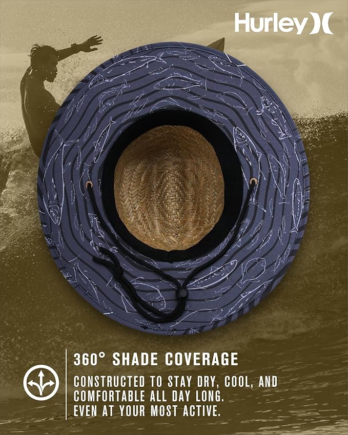 Hurley Men's Straw Hat - Bayside Lifeguard Straw Sun Hat-VerdiqueGarden