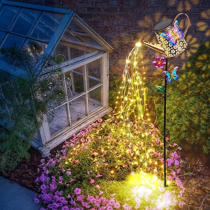 Solar Watering Can with Lights Outdoor Garden,Waterproof Garden Stake Lights Decoration for Yard Lawn Patio Pathway Front Porch Landscape Gardening Gifts for Mom Grandma Women Birthday Gift-VerdiqueGarden