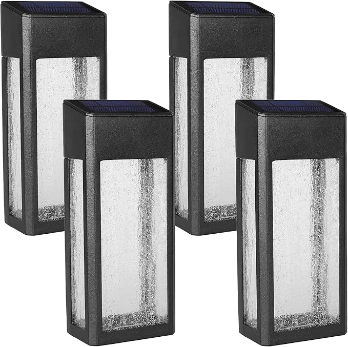 GOODFOEVER 4 Pack Solar Fence Lights Solar Post Accent Light/Wall Light for Outdoor, Yard, Fence, Porch and Garage, Body in Aluminum and Glass Waterproof-VerdiqueGarden
