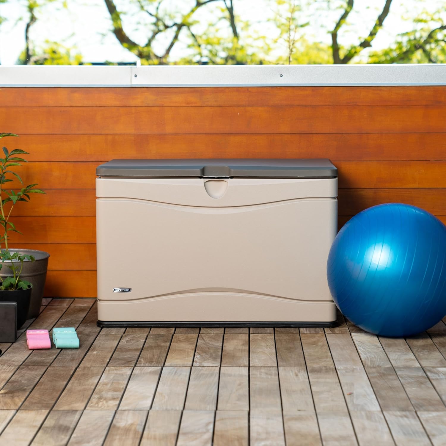 Lifetime 60103 Deck Storage Box, 80 Gallon, Desert Sand/Brown-VerdiqueGarden