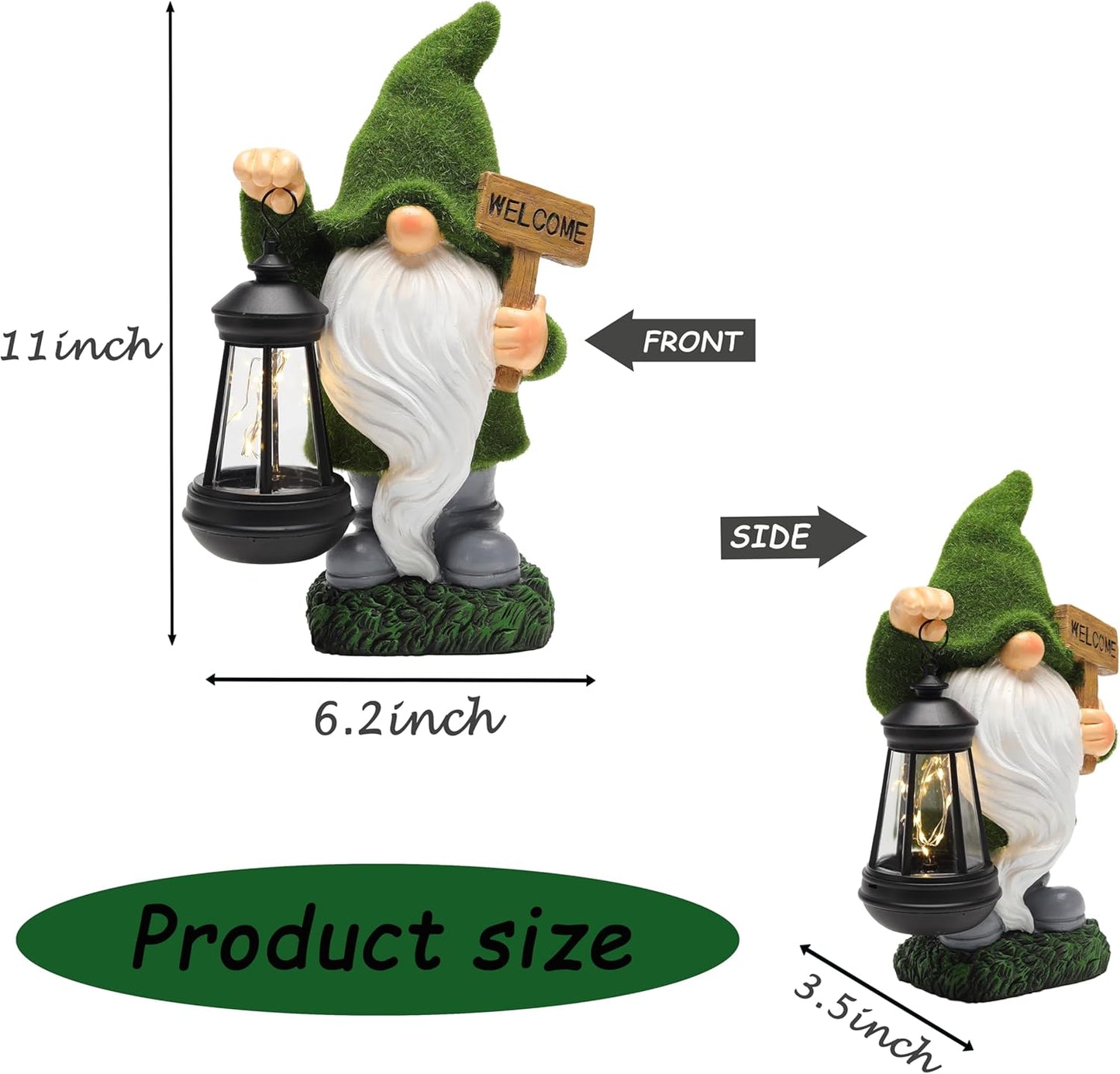 Solar Garden Statue Lights Gnome Figurine with Solar Light Outdoor Patio Lawn Yard Garden Decor for Women Mother's Day Housewarming Gifts-VerdiqueGarden