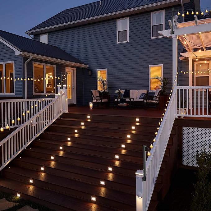 Suchtale 4 Pack 1.3 FT String Light Poles, Suspension Outdoor Fence Post Lights with Clip and Bracket, Outside String Lights Hanging, Wall Mounting Stand for Patio Garden Backyard Wedding Party, Black-VerdiqueGarden