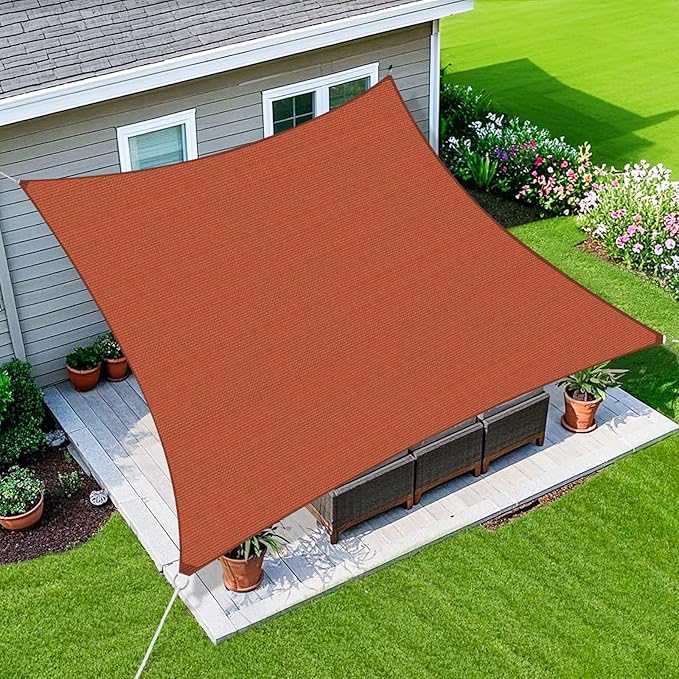 Amagenix Sun Shade Sail 11'X11' Curved Edge Outdoor Shade Canopy Rust Red Breathable 95% UV Block Shade Cloth for Patio Garden Backyard (We Make Custom Size)-VerdiqueGarden