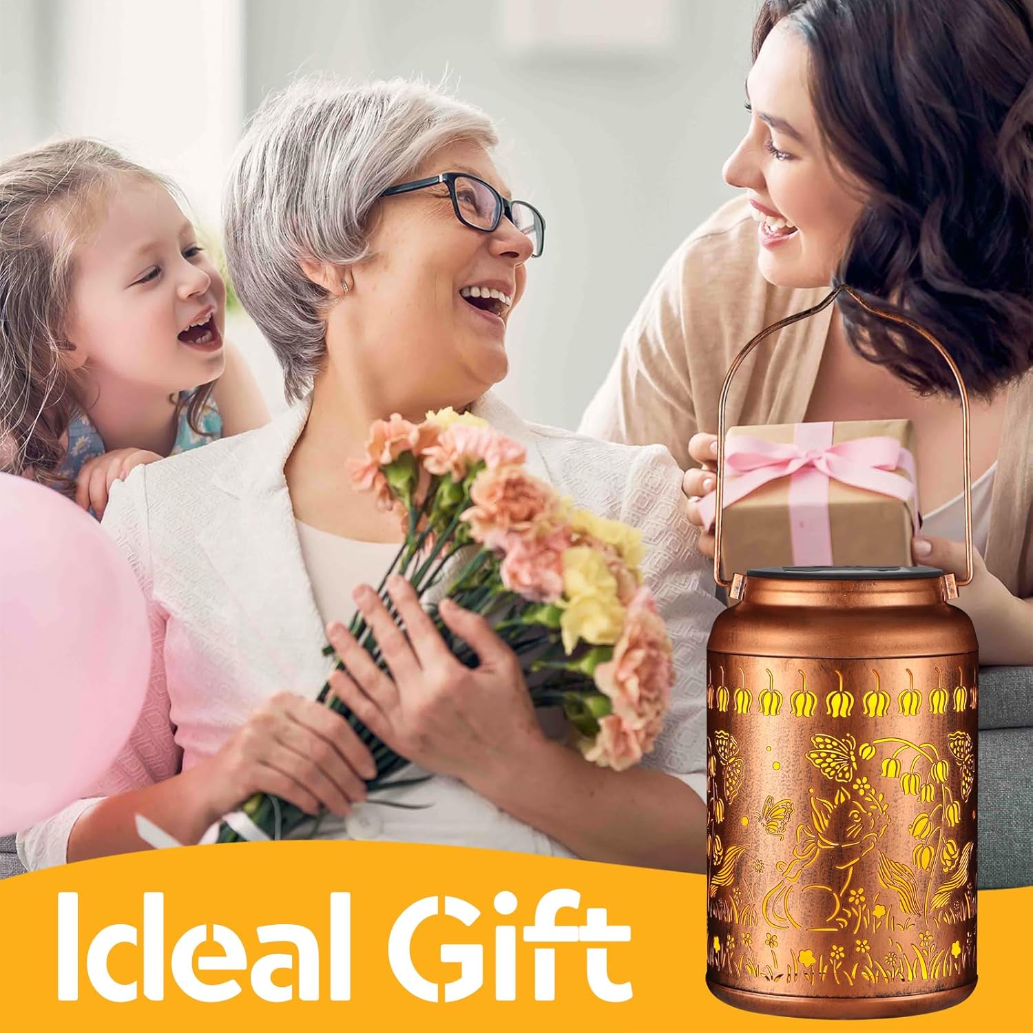 Solar Lanterns Outdoor Waterproof Hummingbird Garden Decor Christmas Gifts for Women Mom Grandma Hanging Lights Metal Decoration Outside for Yard, Patio,Backyard,Porch(Cat and Butterfly)-VerdiqueGarden