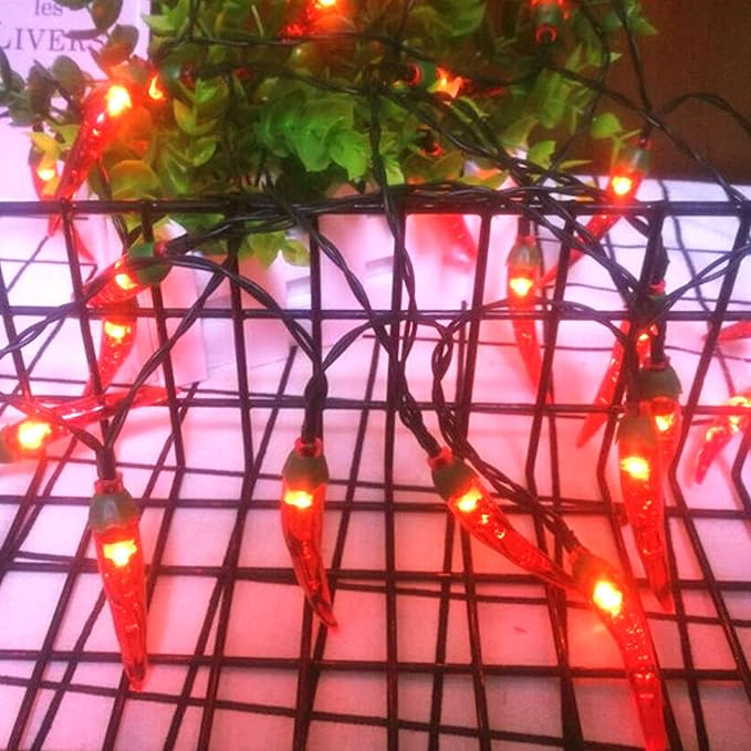 100 LED Chili Shape Fairy String Lights, Solar Operated, Red, 10m Length, Outdoor Use, Wedding, Christmas Decoration-VerdiqueGarden