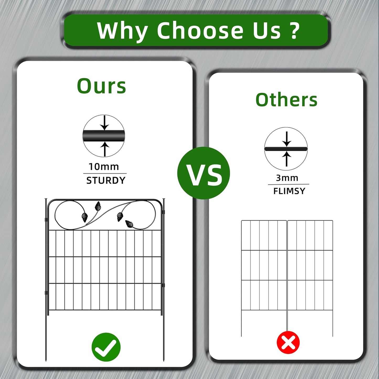 Decorative Black Garden Fencing 24in(H) X16ft(L) 8 Panels Metal Wire Edging Patio Landscape Flower Border Garden Fence for Dogs Animal Barrier for Outdoor-VerdiqueGarden