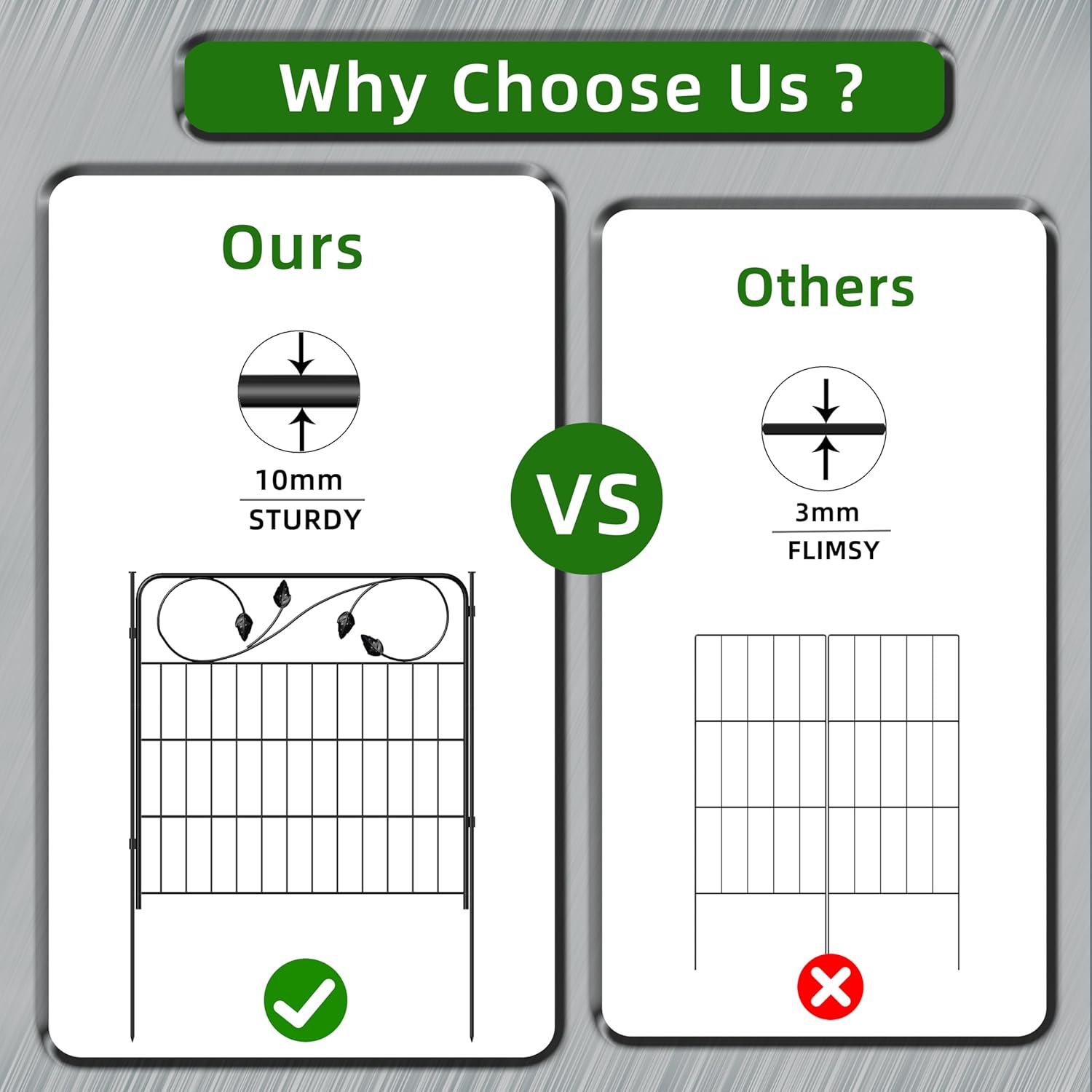 Decorative Black Garden Fencing 24in(H) X16ft(L) 8 Panels Metal Wire Edging Patio Landscape Flower Border Garden Fence for Dogs Animal Barrier for Outdoor-VerdiqueGarden