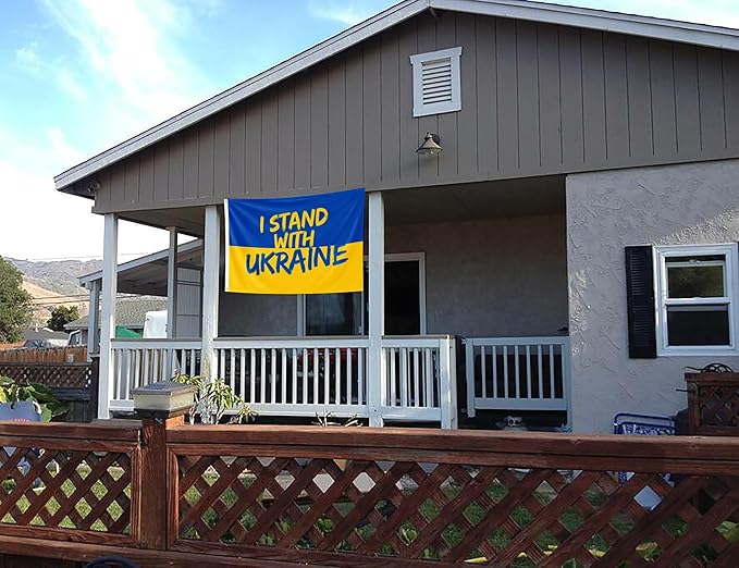 I Stand with Ukraine Flag 5x8FT Ukrainian National Polyester Banner With 2 Grommets Fade Resistant Vivid Color For Patriotic Festival Events Party Decoration-VerdiqueGarden