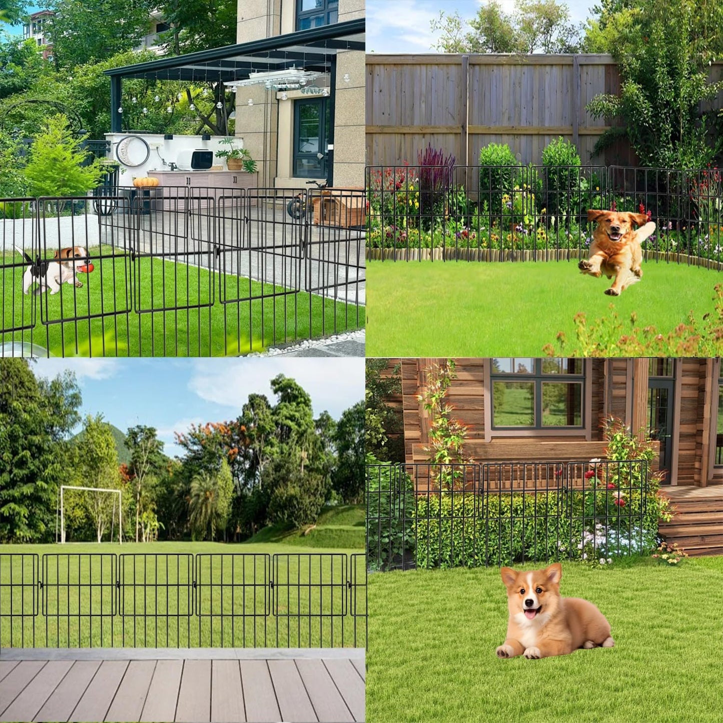 Decorative Garden Fence 17in x10.8ft,10 Pack Rustproof Metal No Dig Fence Animal Barrier for Dog and Rabbits,Square Flower Bed Edging Ornamental Wire Border Panel Fencing,Yard Patio Defense(Square)-VerdiqueGarden