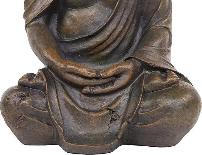 Alpine Corporation 15" Tall Indoor/Outdoor Meditating Buddha Statuary Décor-VerdiqueGarden
