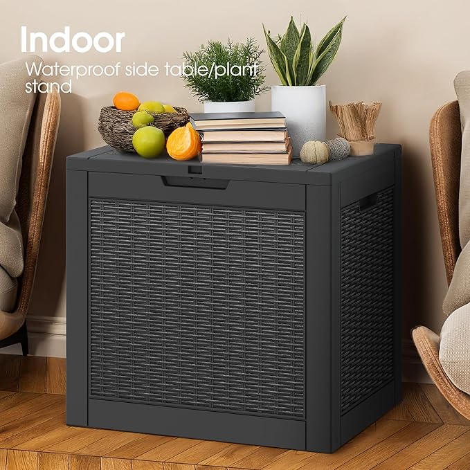 NUNU LAB 31 Gallon Outdoor Storage Box Waterproof,Indoor Outside Deck Box,Backyard Storage Bin For Package Delivery,Garden Tools,Patio Cushions,Pool Accessories,Storage Bench Lockable Lid-VerdiqueGarden