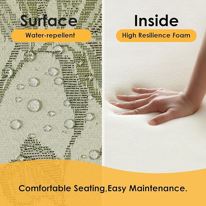 Outdoor Square Corner Seat Cushion, 18.5"x16"x3", Set of 4, Non Slip Seat Cushion Pads with Removable Cover for Patio Furniture, Garden Yard Lawn, Dark Green Vine-VerdiqueGarden