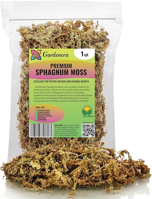 Premium Grade Sphagnum Moss by Gardenera - Organic Hand Mixed New Zealand Long Fibered Sphagnum Moss Orchid - 1 Quart-VerdiqueGarden