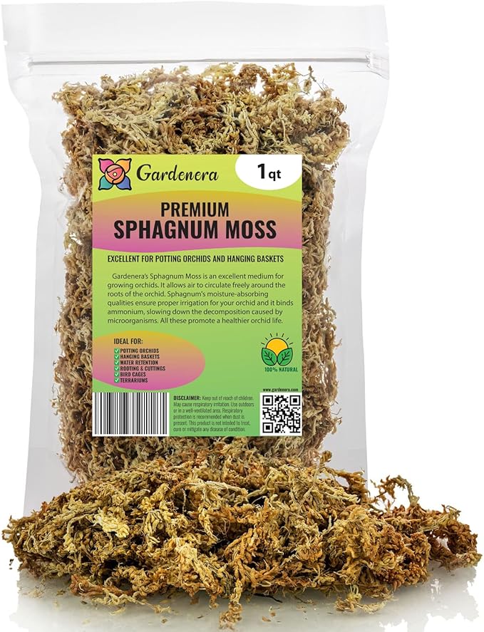 Premium New Zealand Sphagnum Moss by Gardenera - Organic Hand Mixed Long Fibered Sphagnum Moss Orchid - 1 Quart-VerdiqueGarden