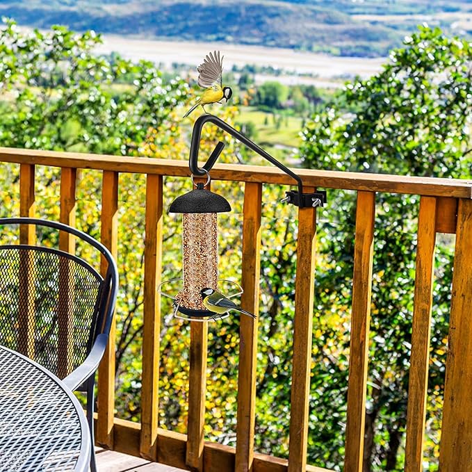 11 inches Fence Deck Hook Rail Hook Hanging Hook Mounting Kit Heavy Duty Bird Feeder Hook, Decorative Hook Hanger for Bird Feeders, Planters, Suet Baskets, Lanterns on Balcony Porch Railing Fence-VerdiqueGarden