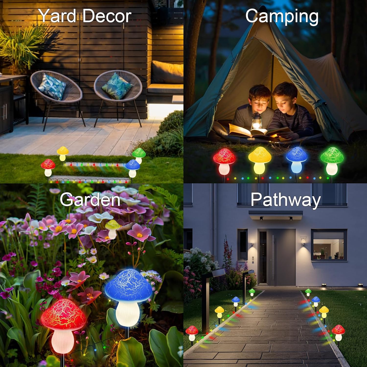Mushroom Solar Lights Outdoor Decor - 8 Pack 50 LED Crackle Mushroom Lights, 23ft Solar Powered Fairy String Light with 8 Modes, Waterproof for Outside Garden Yard Patio Pathway, Colorful-VerdiqueGarden