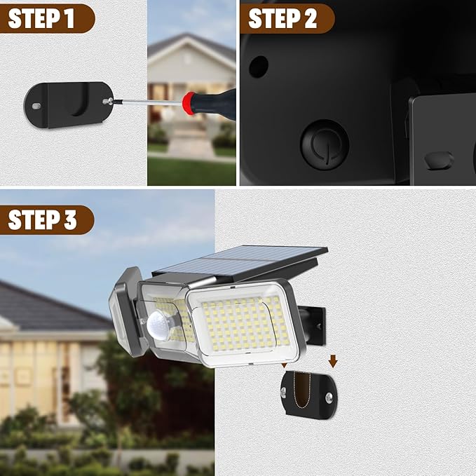 Solar Lights Outdoor Waterproof, Motion Sensor & Flood Outdoor Lights with Remote Control, 4 Adjustable Modes, 3000LM & 218 LED, High-Energy-Density Solar Panel-Monocrystalline Technology, 2 Pack-VerdiqueGarden